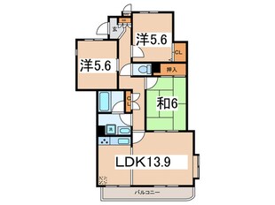 ﾆｭｰｳｪﾙﾃﾗｽ金沢八景F棟（206）の物件間取画像